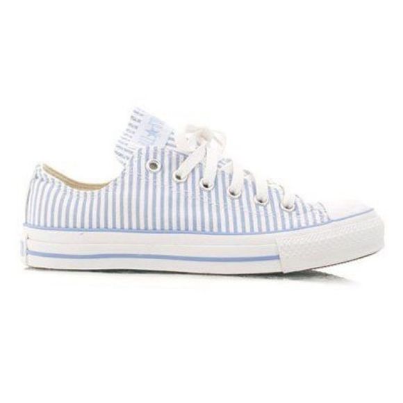Converse Shoes - Converse Seersucker Blue/White Stripe Low Tops 7.5